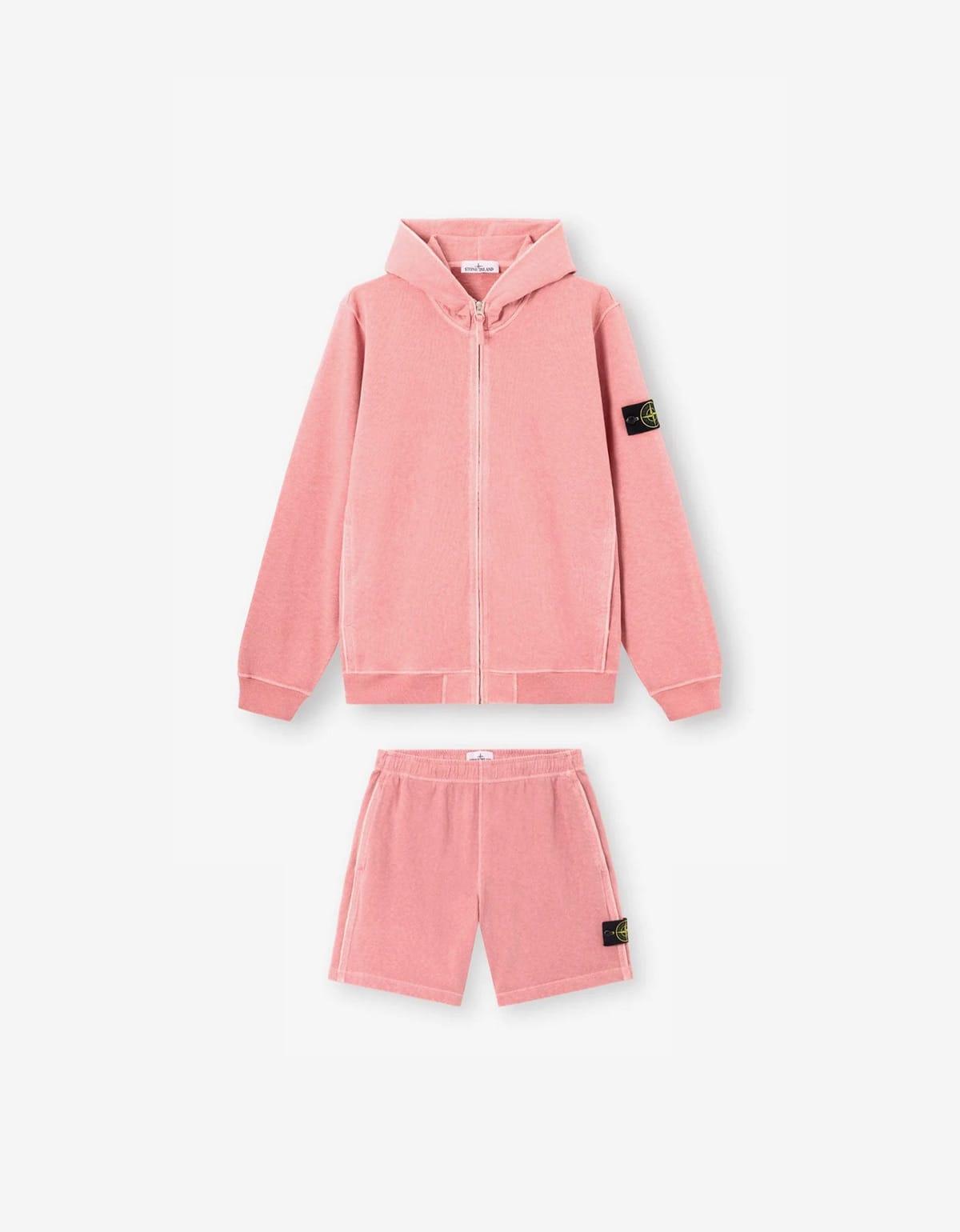 Stone Island Pink Zip Hoodie & Short Set