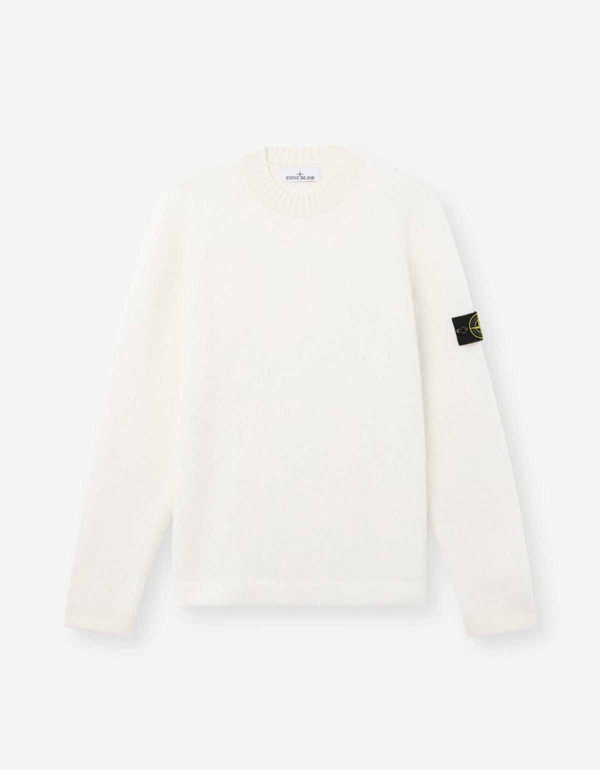 Stone Island White Compass Knit Sweater – mens designer fashion