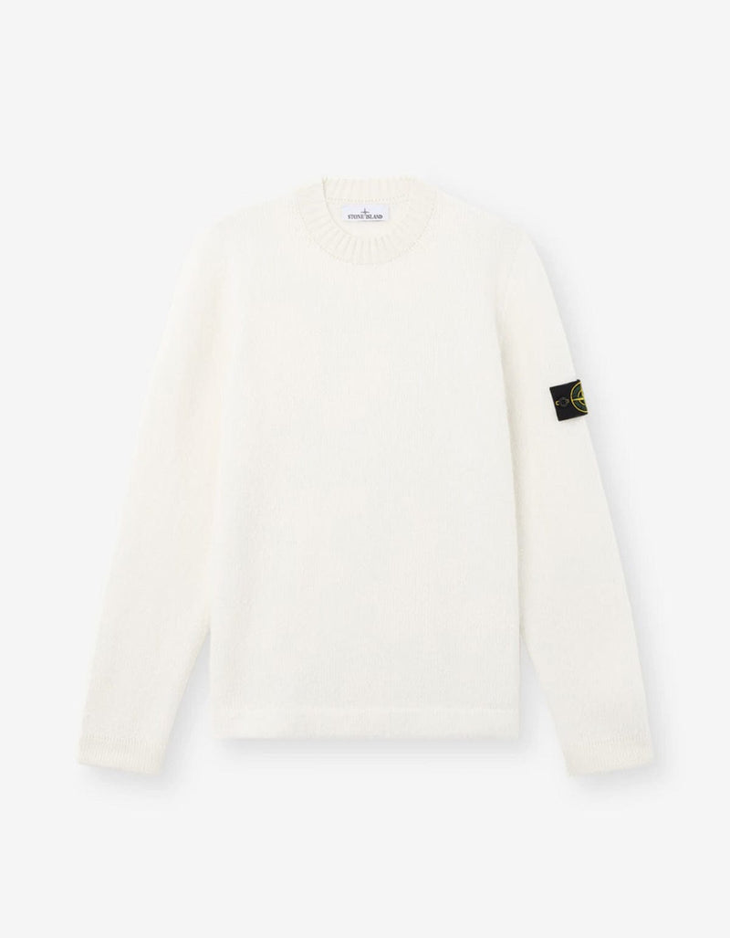 Stone Island White Compass Knit Sweater M White