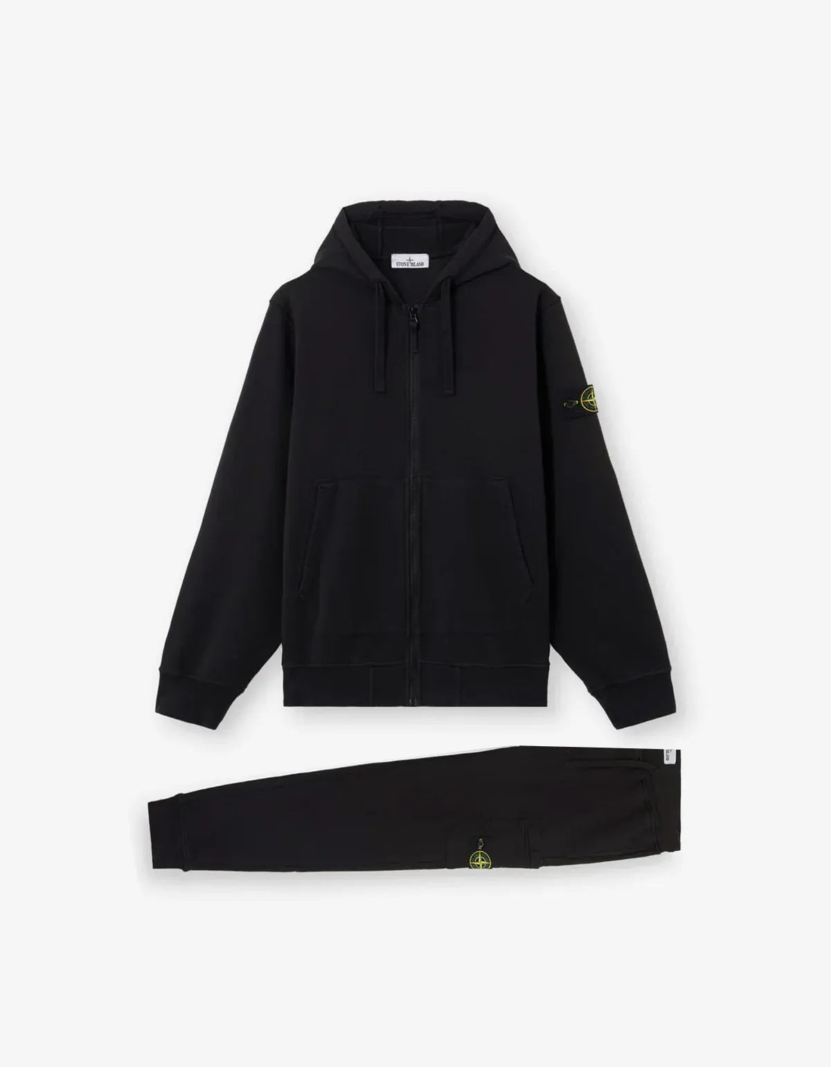 Stone Island Black Organic Cotton Zip Hoodie & Cargo Pants