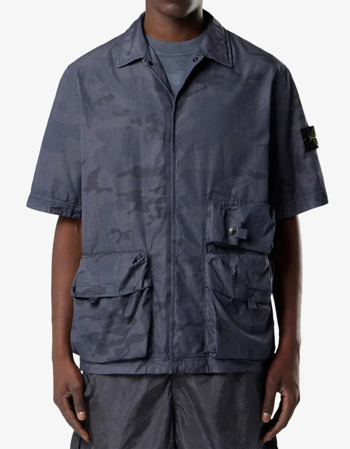 Stone Island Blue Faded Camo Ripstop-TC Shirt L1S151100024S00E9V002D