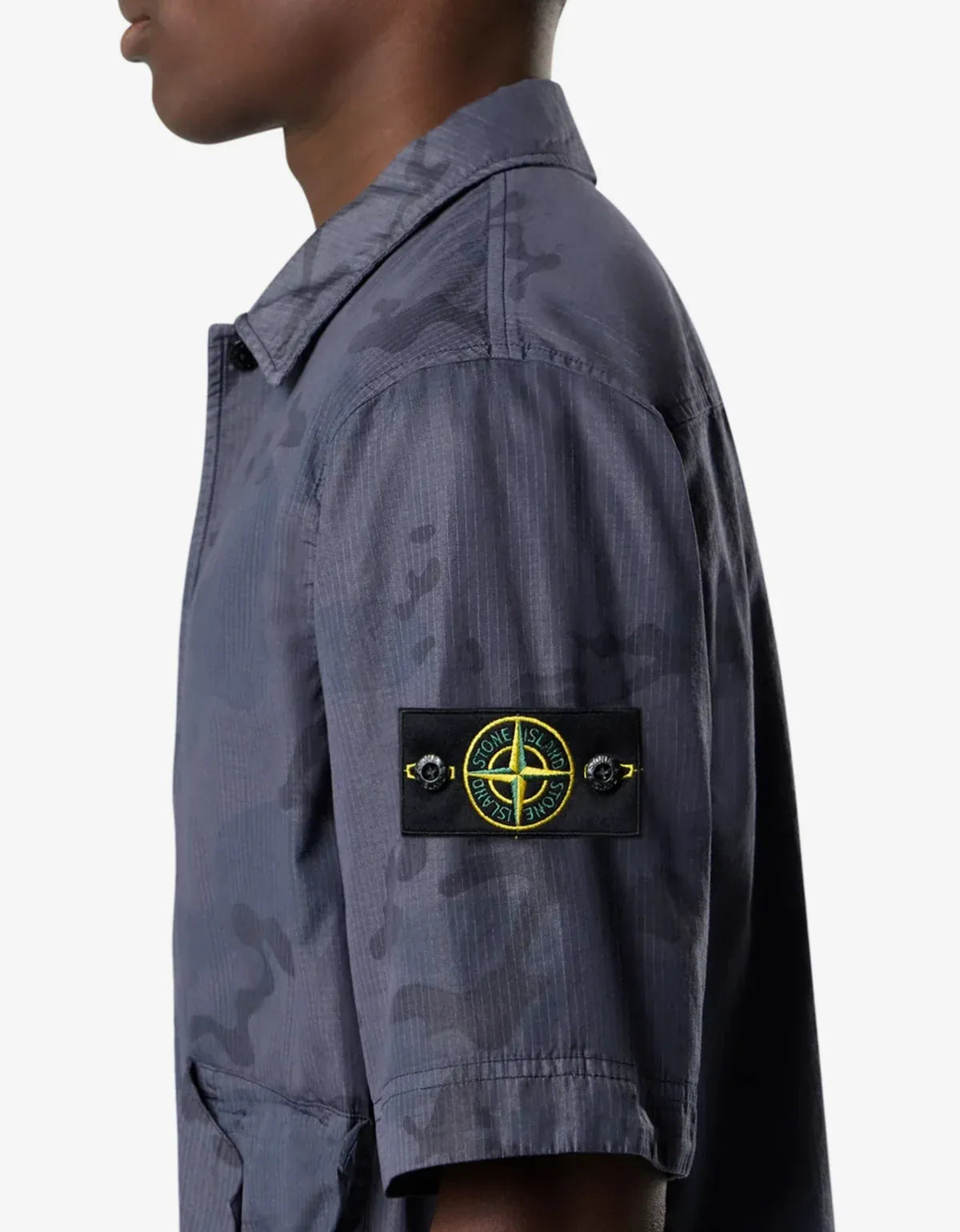 Stone Island Blue Faded Camo Ripstop-TC Shirt L1S151100024S00E9V002D