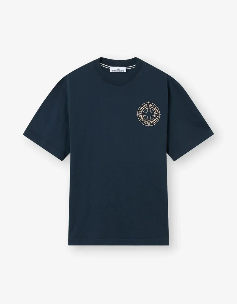 Stone Island Blue Outline Compass Print T-Shirt L1S152100001S0284V0020
