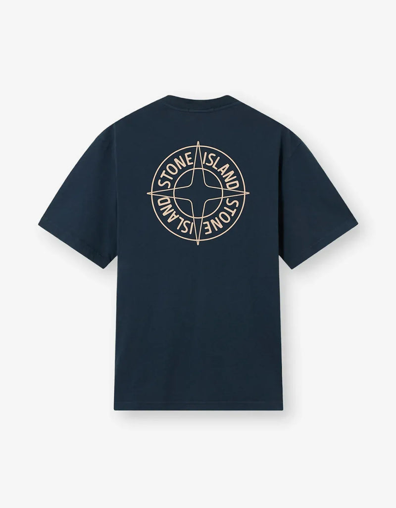 STONE  compass logo t-shirt 専用 Stone Island Blue Outline Compass Print T-Shirt – mens designer