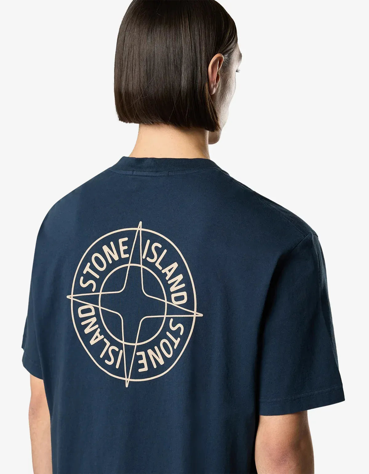 Stone Island Blue Outline Compass Print T-Shirt – mens designer