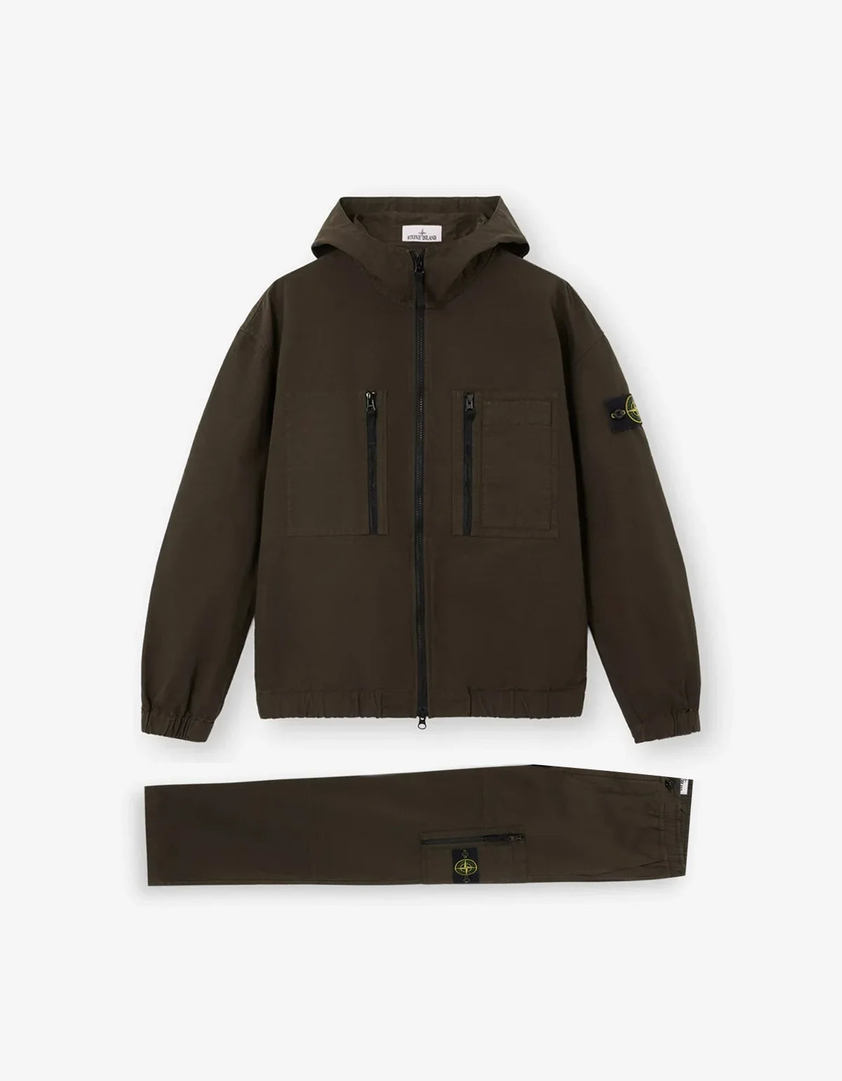 Stone Island Coal Grey Ripstop Hooded Overshirt & Trousers