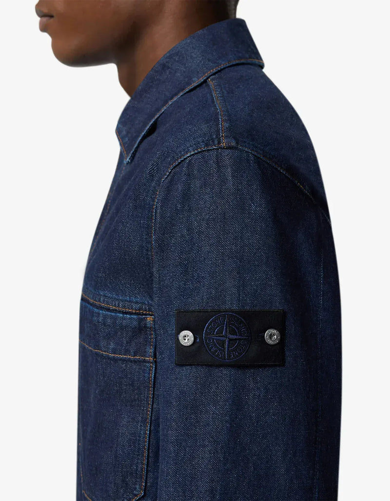 Stone Island Denim Research Indigo Denim-Rinsed Coach Jacket Stone Island Denim Research Indigo Denim-Rinsed Coach Jacket