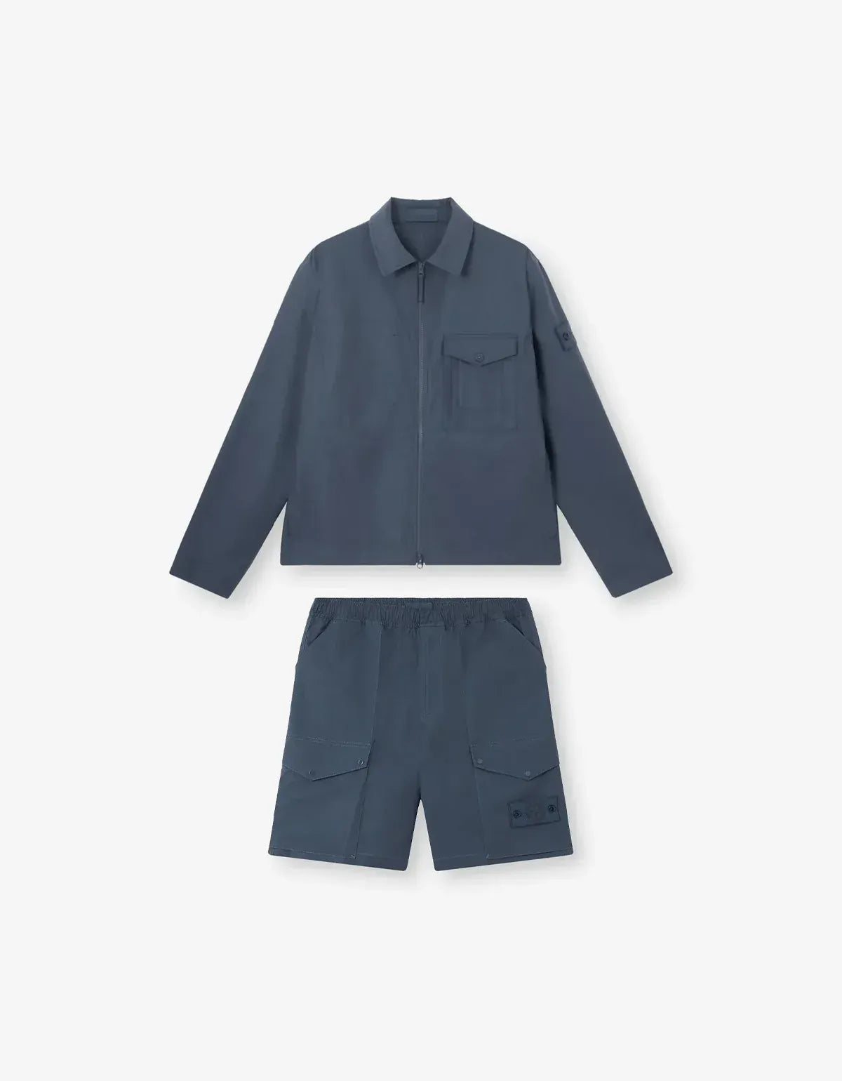 Stone Island Ghost Blue All-Weather Overshirt & Cargo Shorts