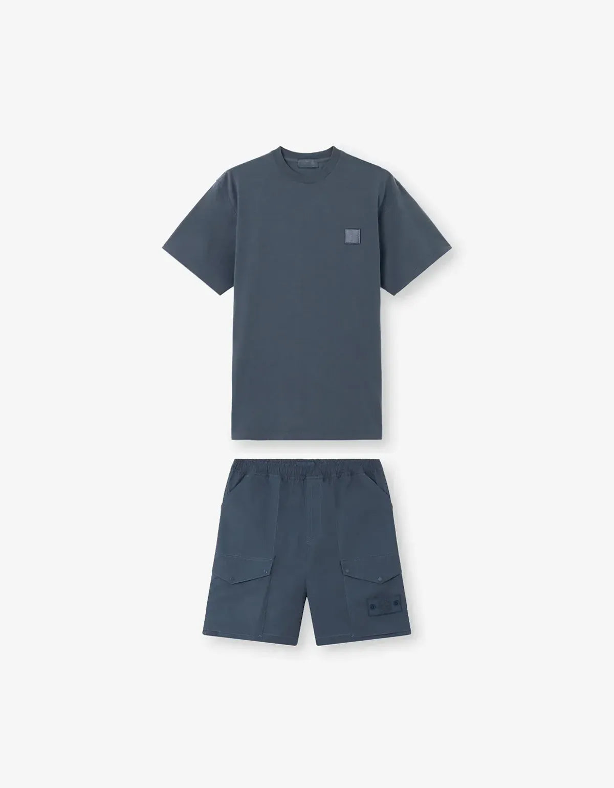 Stone Island Ghost Blue Compass Patch T-Shirt & Cargo Shorts