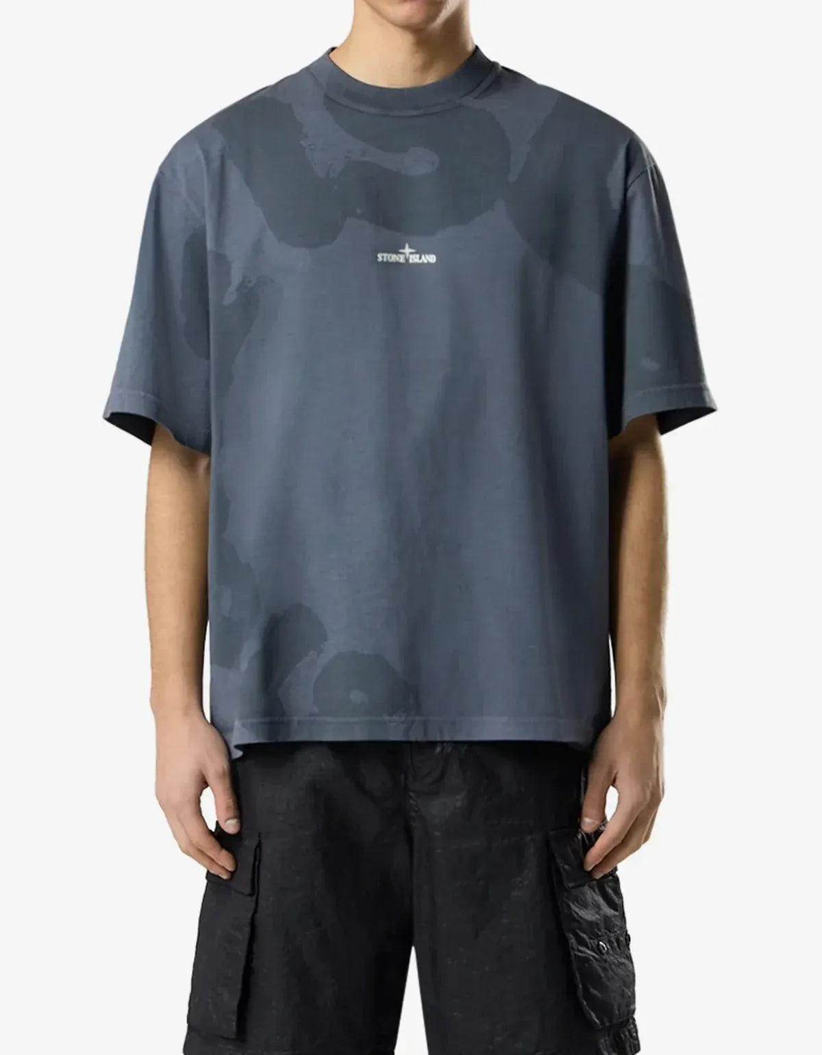 Stone Island Grey Camouflage Print T-Shirt L1S152100002S0365V002D