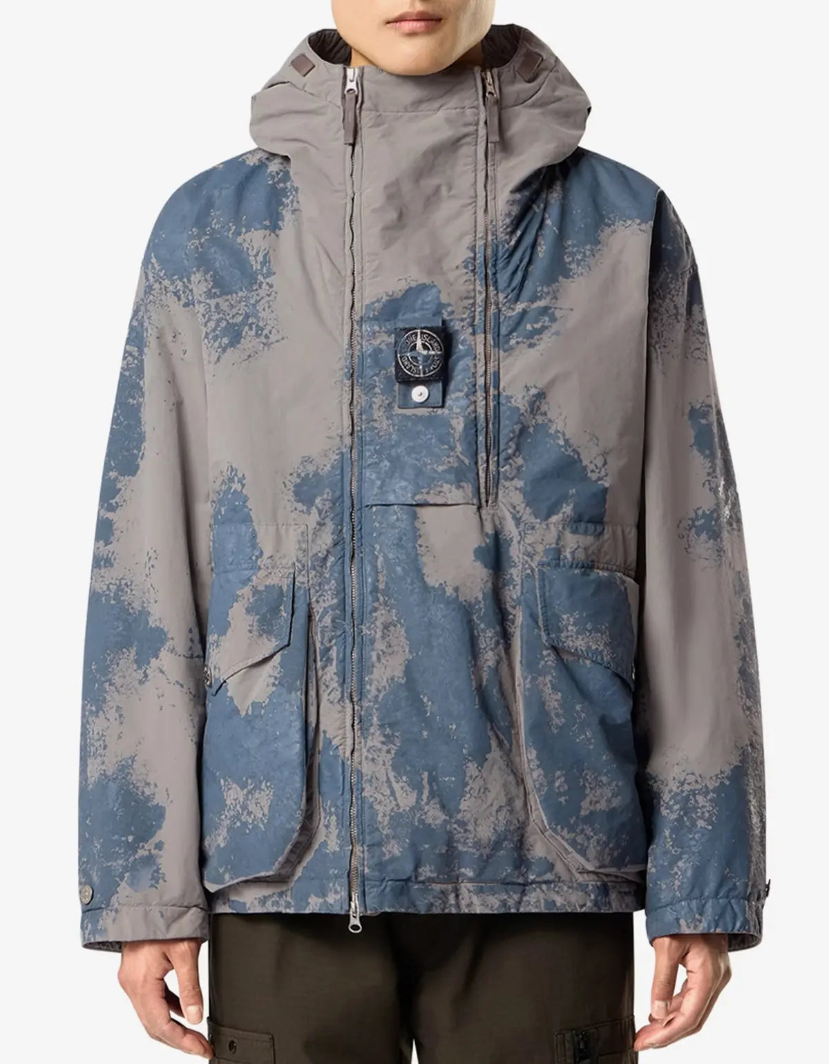 Stone Island Grey Hand Painted David Light-TC Short Parka