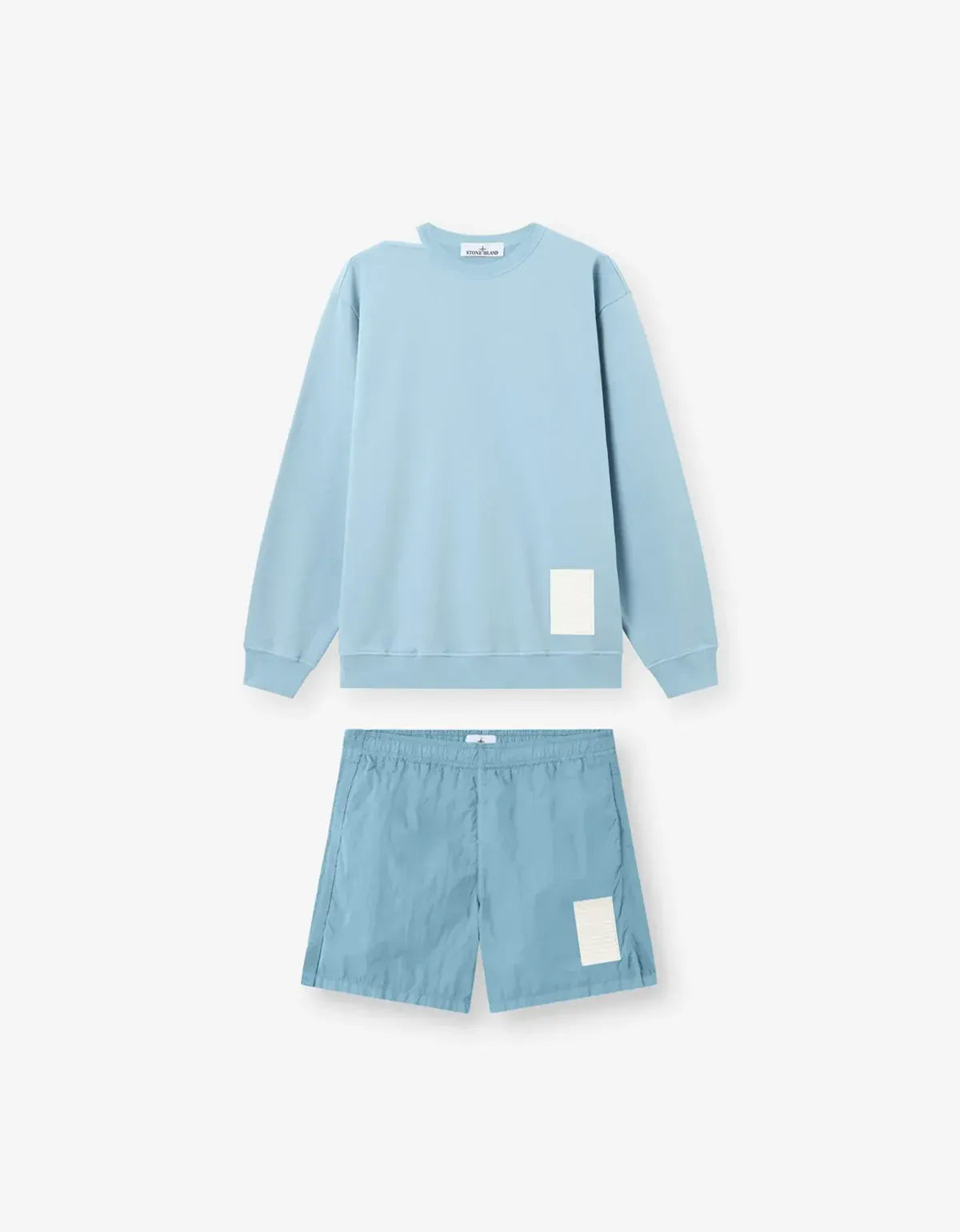Stone Island Marina Blue Reflective Detail Sweatshirt & Swim Shorts