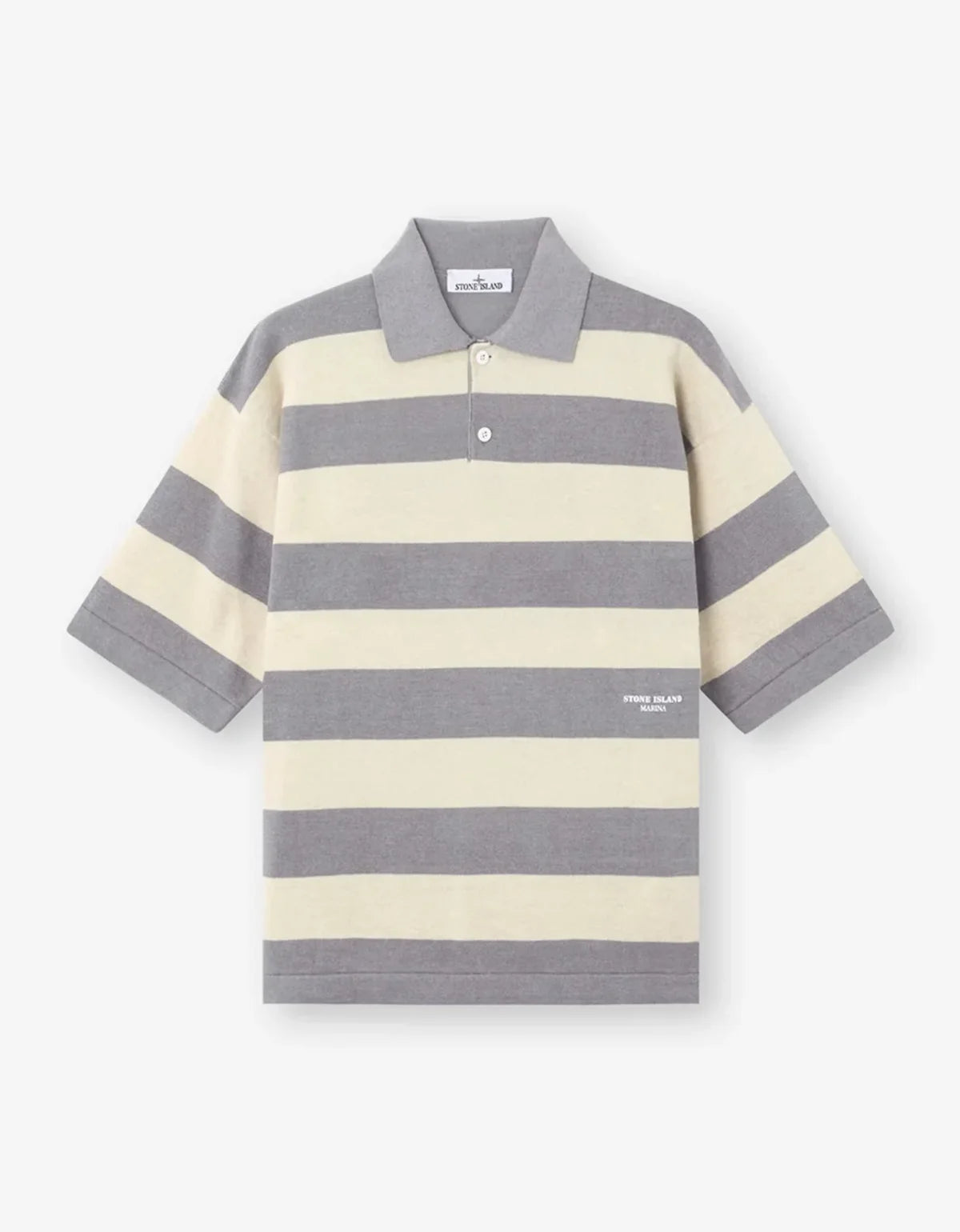 Stone Island Marina White Grey Striped Polo Shirt L1S155100042S00XFV0M93