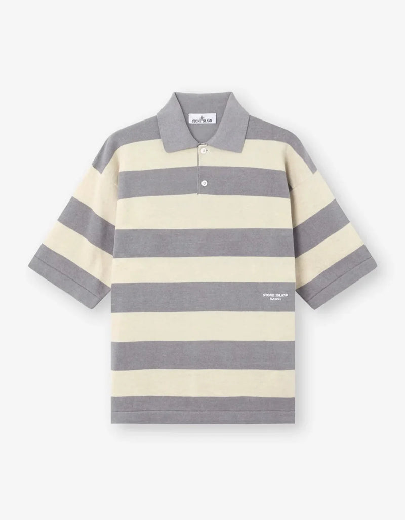 Stone Island Marina White Grey Striped Polo Shirt L1S155100042S00XFV0M93