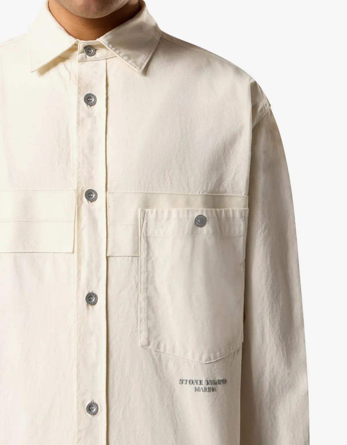 Stone Island Marina White Logo Embroidery Overshirt L1S151200029S0X28V0093 
