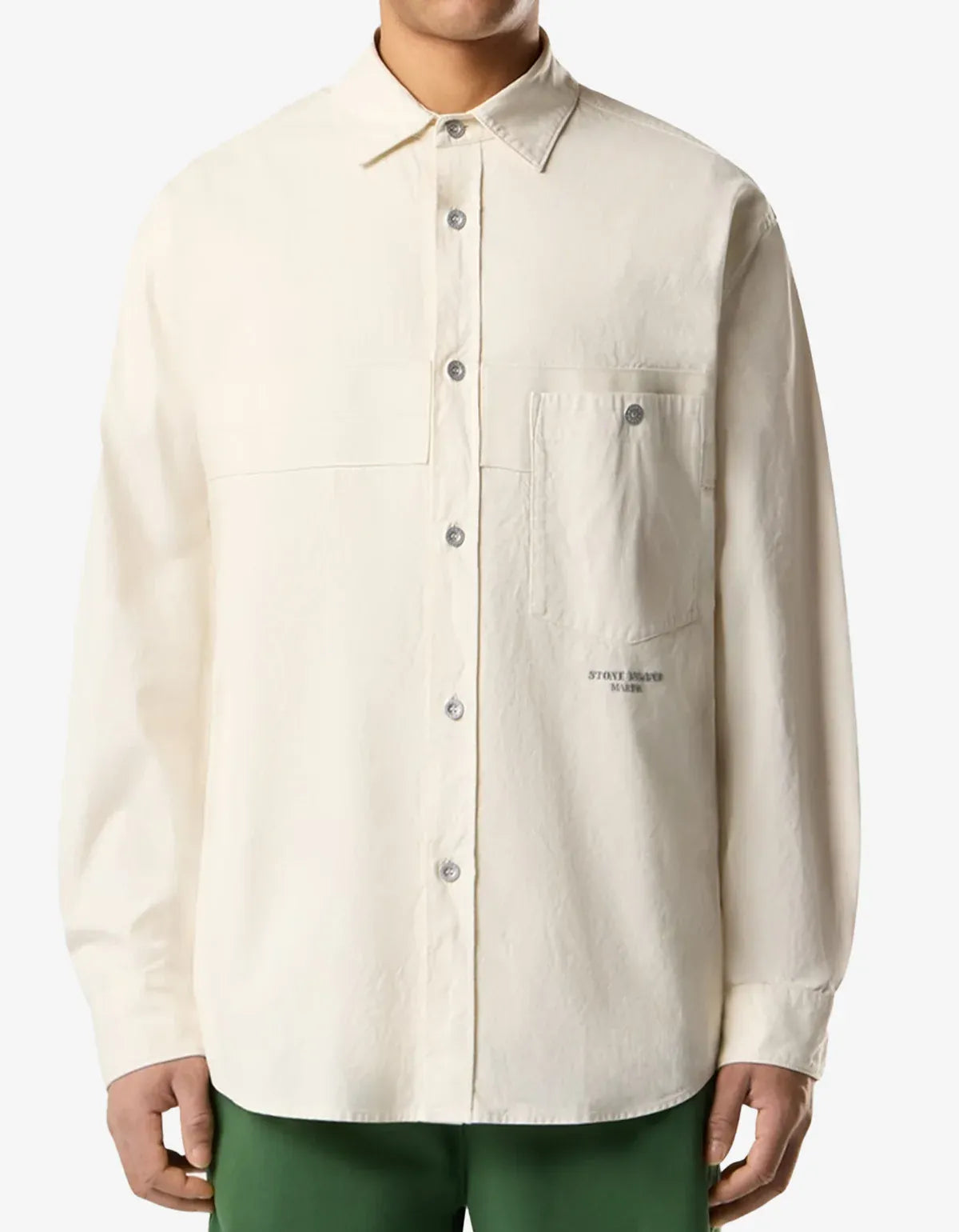 Stone Island Marina White Logo Embroidery Overshirt L1S151200029S0X28V0093 