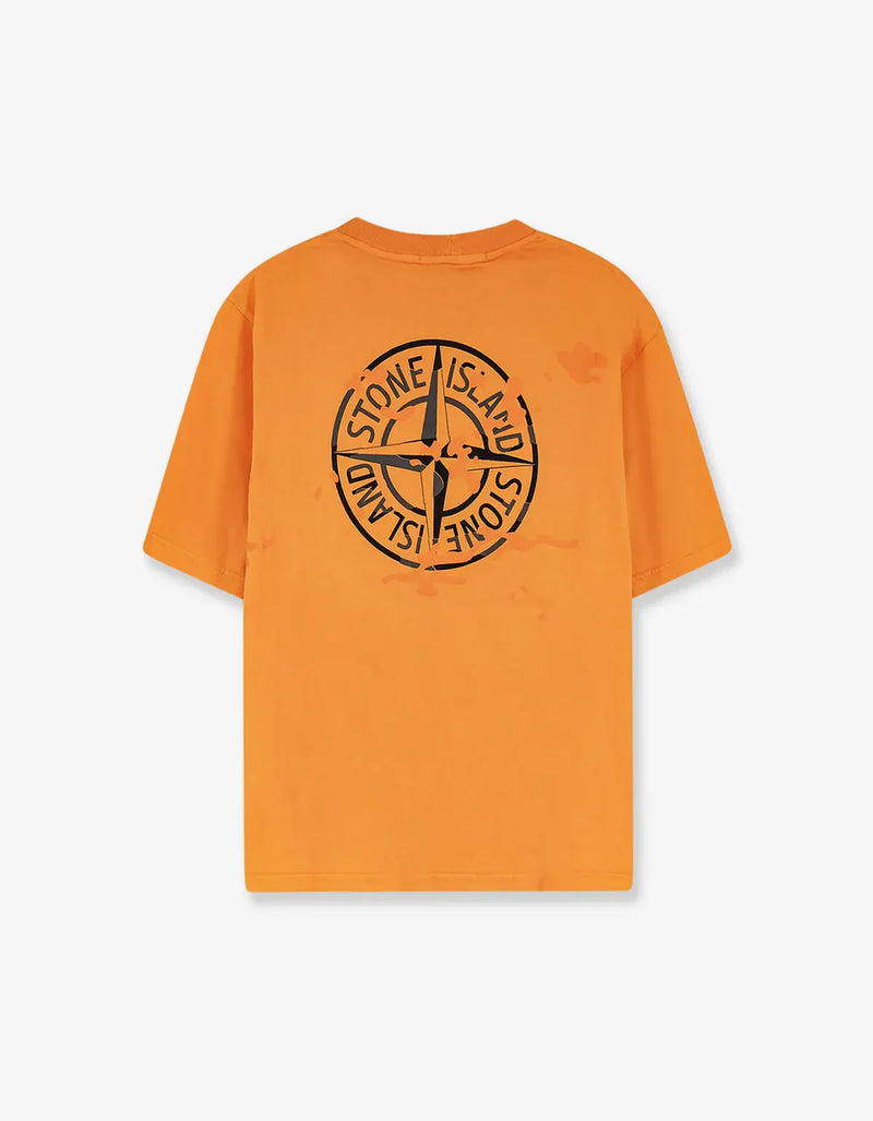 Stone Island Orange Camo Compass Logo T-Shirt L1S152100001S0E14V007E