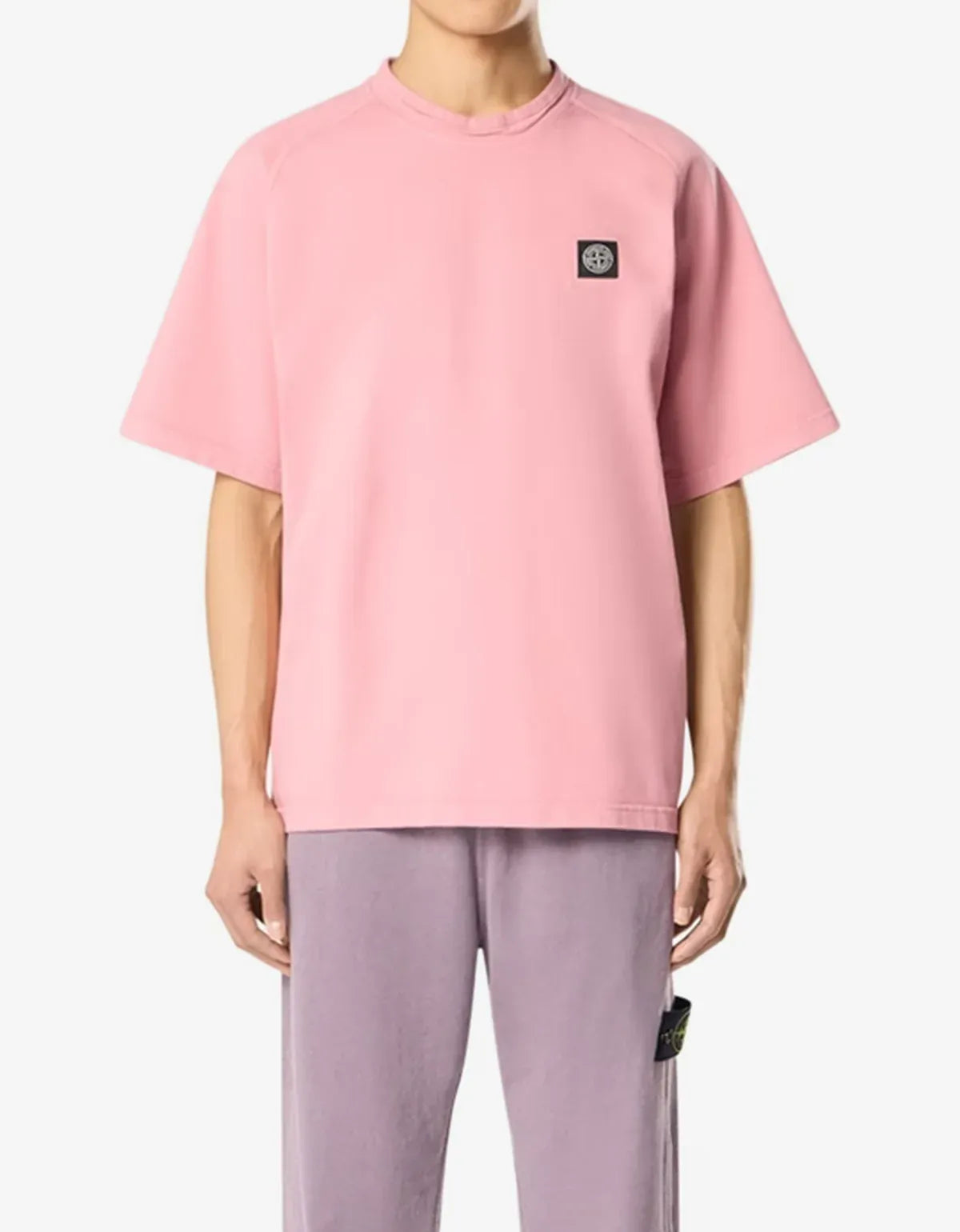 Stone Island Pink Compass Patch Short Sleeve Swearshirt L1S156100029S0B50V008G