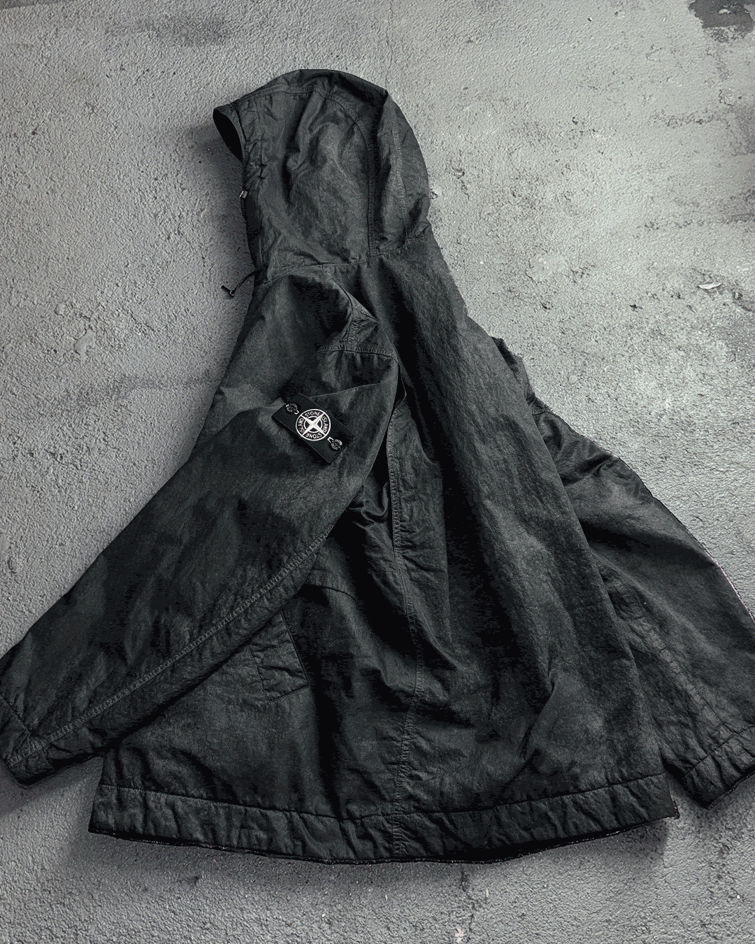 Stone Island Black Dense Nylon-TC Hand Spray Reflective Jacket