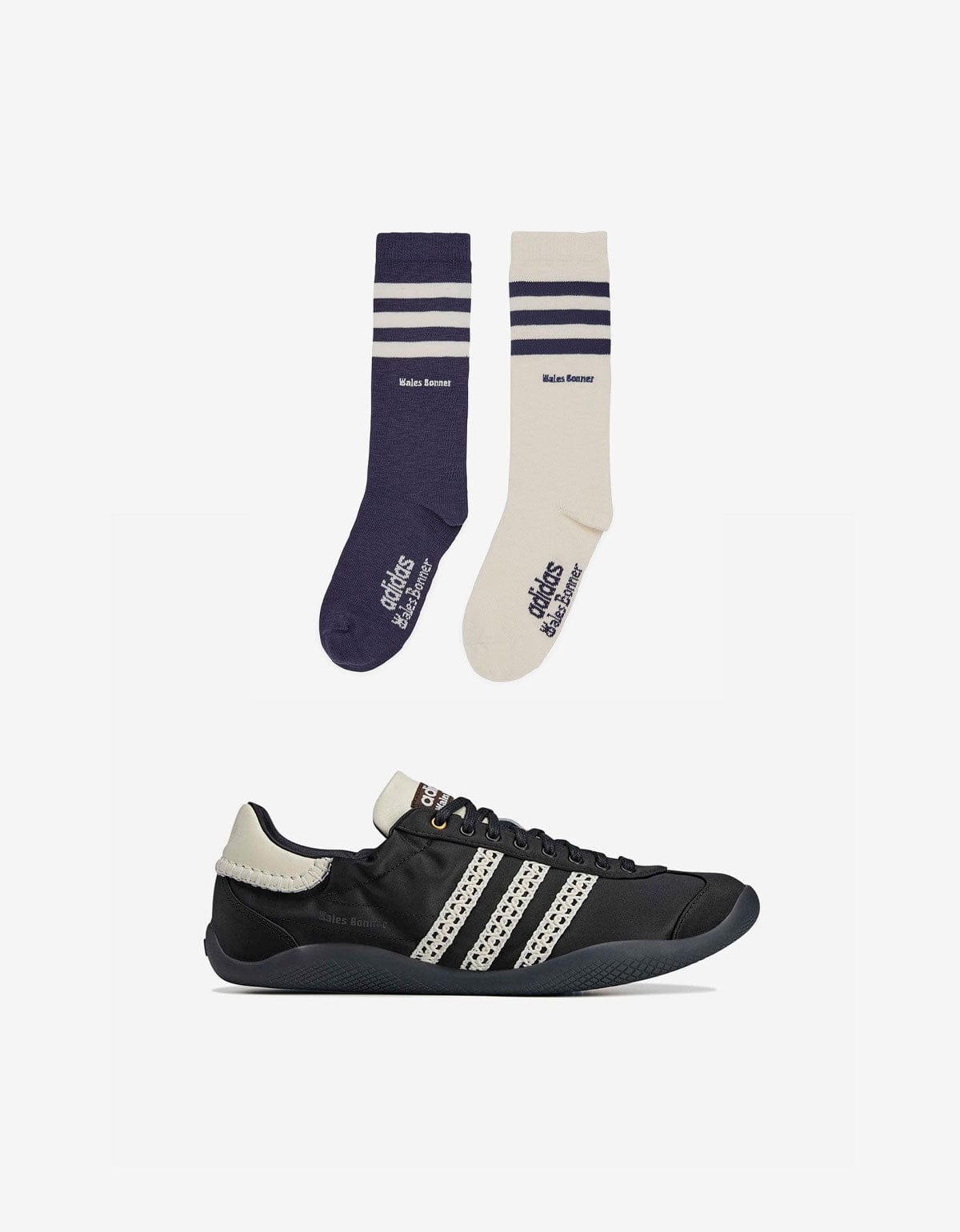 Wales Bonner x Adidas Karintha Lo Satin Trainers & Blue 3S Socks Set