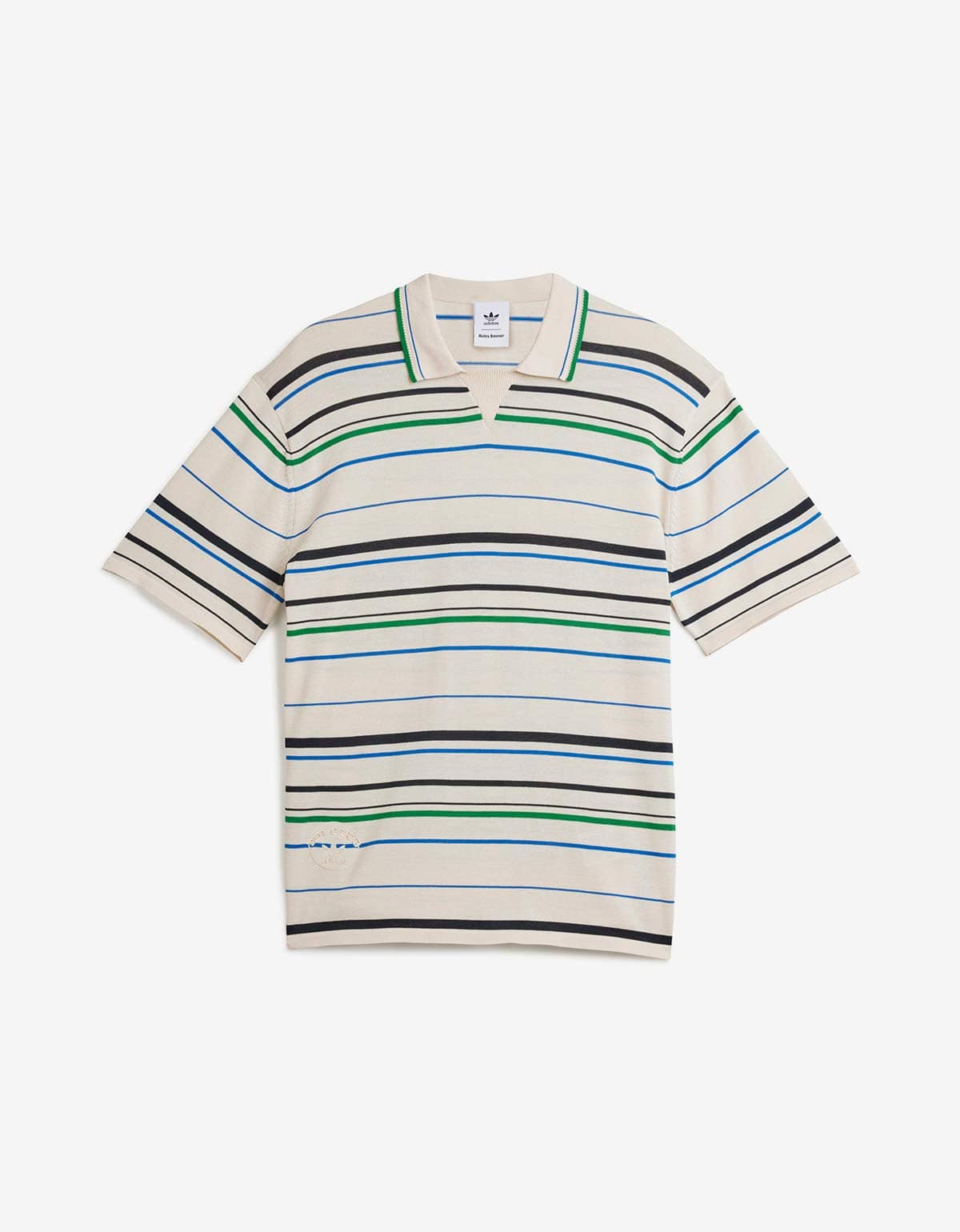 Wales Bonner Adidas Originals Wonder White Stripe Knit Polo Shirt JM8203