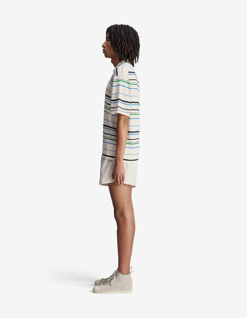 Wales Bonner Adidas Originals Wonder White Stripe Knit Polo Shirt JM8203