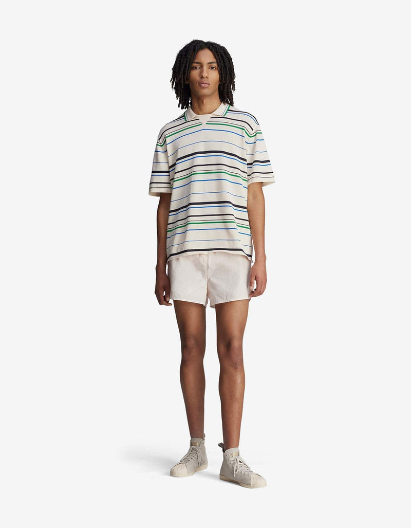 Wales Bonner Adidas Originals Wonder White Stripe Knit Polo Shirt JM8203