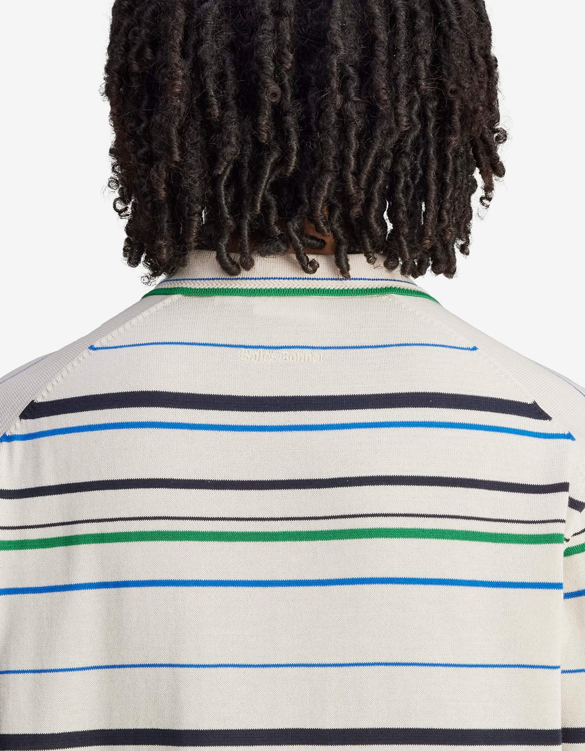 Wales Bonner Adidas Originals Wonder White Stripe Knit Polo Shirt JM8203