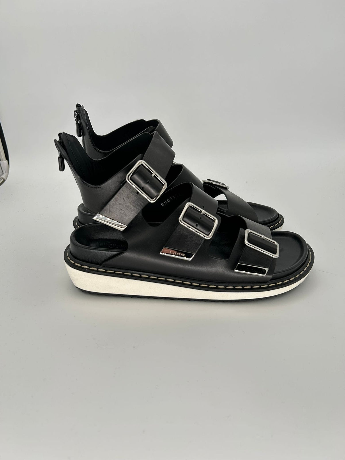 Givenchy Black Leather Belted Sandals