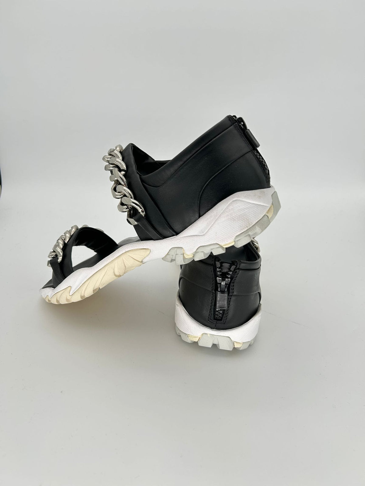Givenchy Black Leather Chain-Embellished Sandals