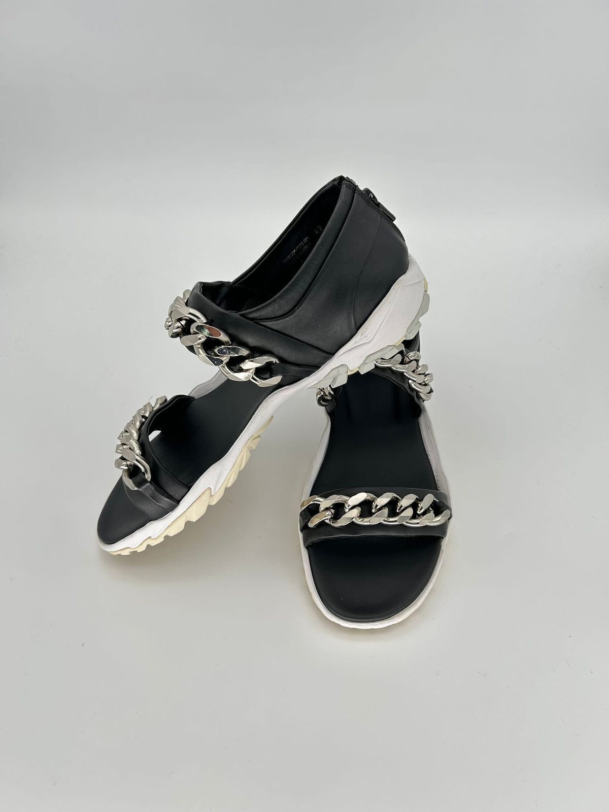 Givenchy Black Leather Chain-Embellished Sandals