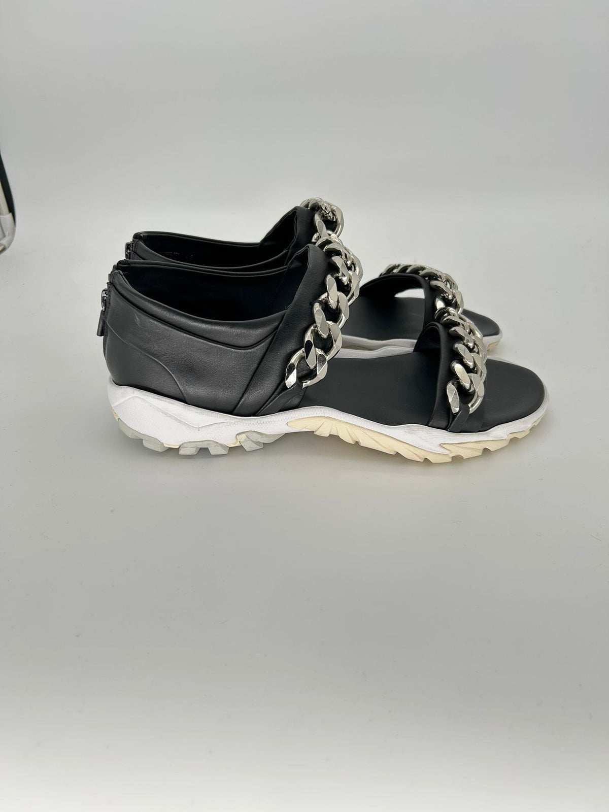 Givenchy Black Leather Chain-Embellished Sandals