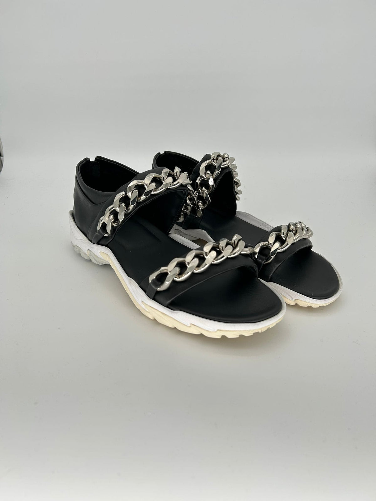 Givenchy Black Leather Chain-Embellished Sandals