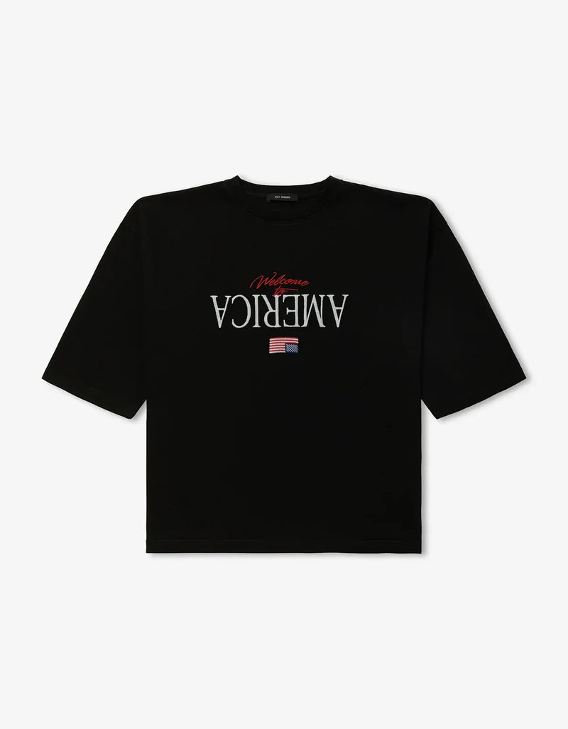 Willy Chavarria Black Welcome To America Buffalo T-Shirt WCJSY0220 001