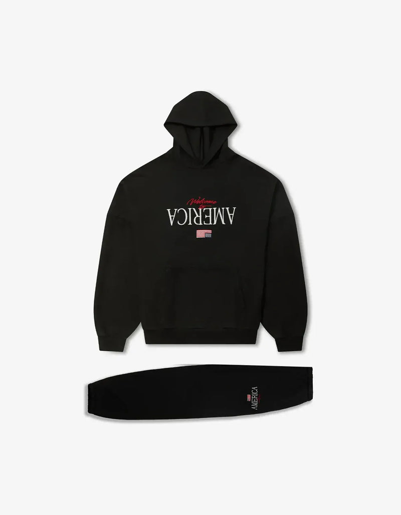 Willy Chavarria Black Welcome To America Hooligan Hoodie & Sweatpant
