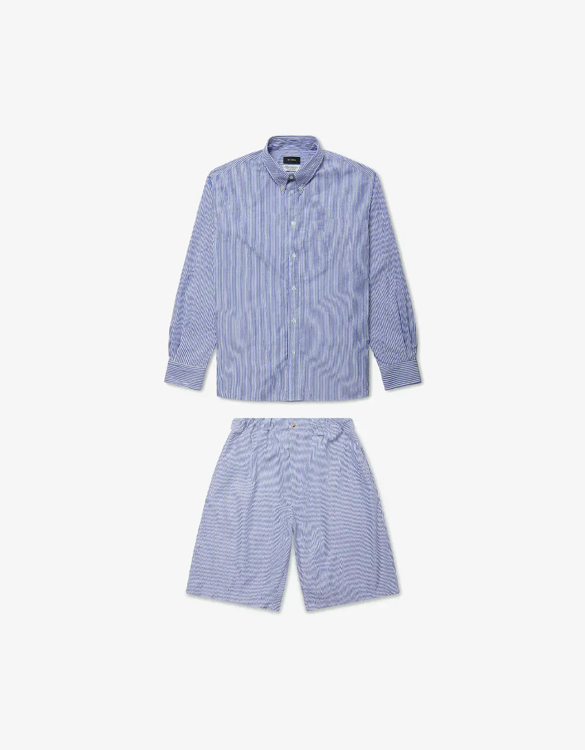Willy Chavarria Blue Pinstripe Veterano Shirt & Toluca Short