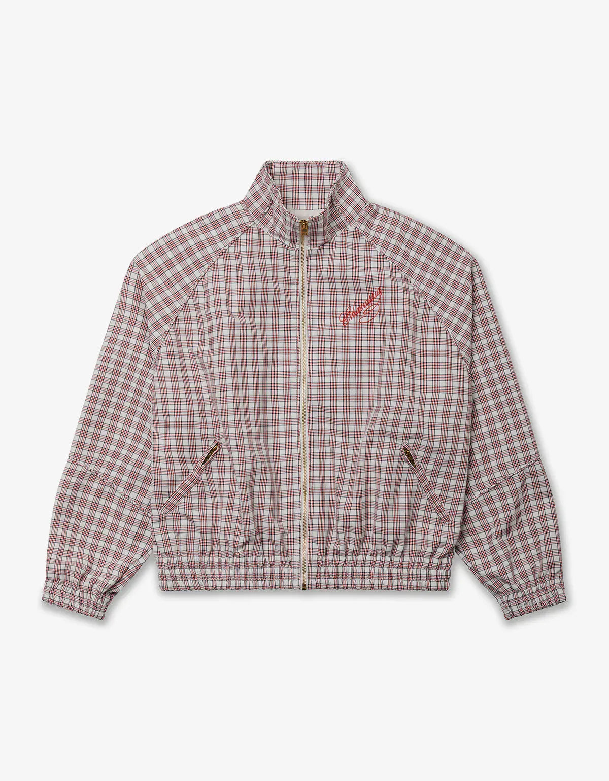 Willy Chavarria Red Picnic Plaid Ruff Rider Track Jacket WCJKT0066 080