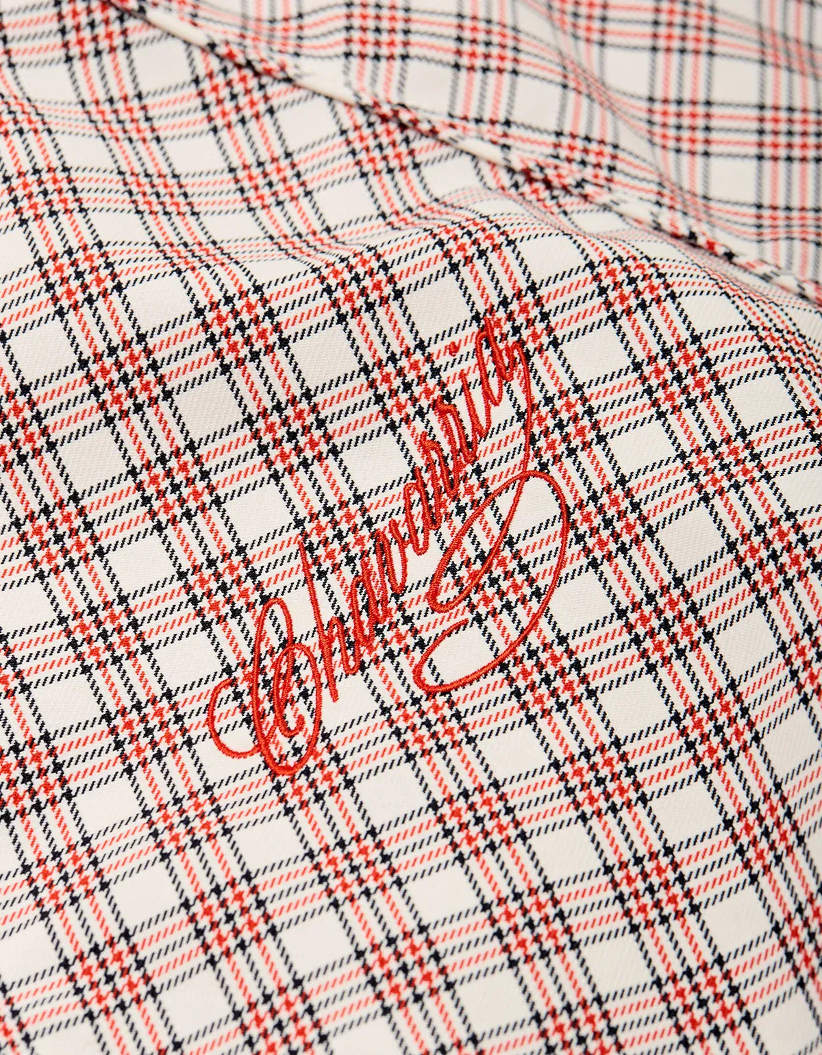 Willy Chavarria Red Picnic Plaid Ruff Rider Track Jacket WCJKT0066 080