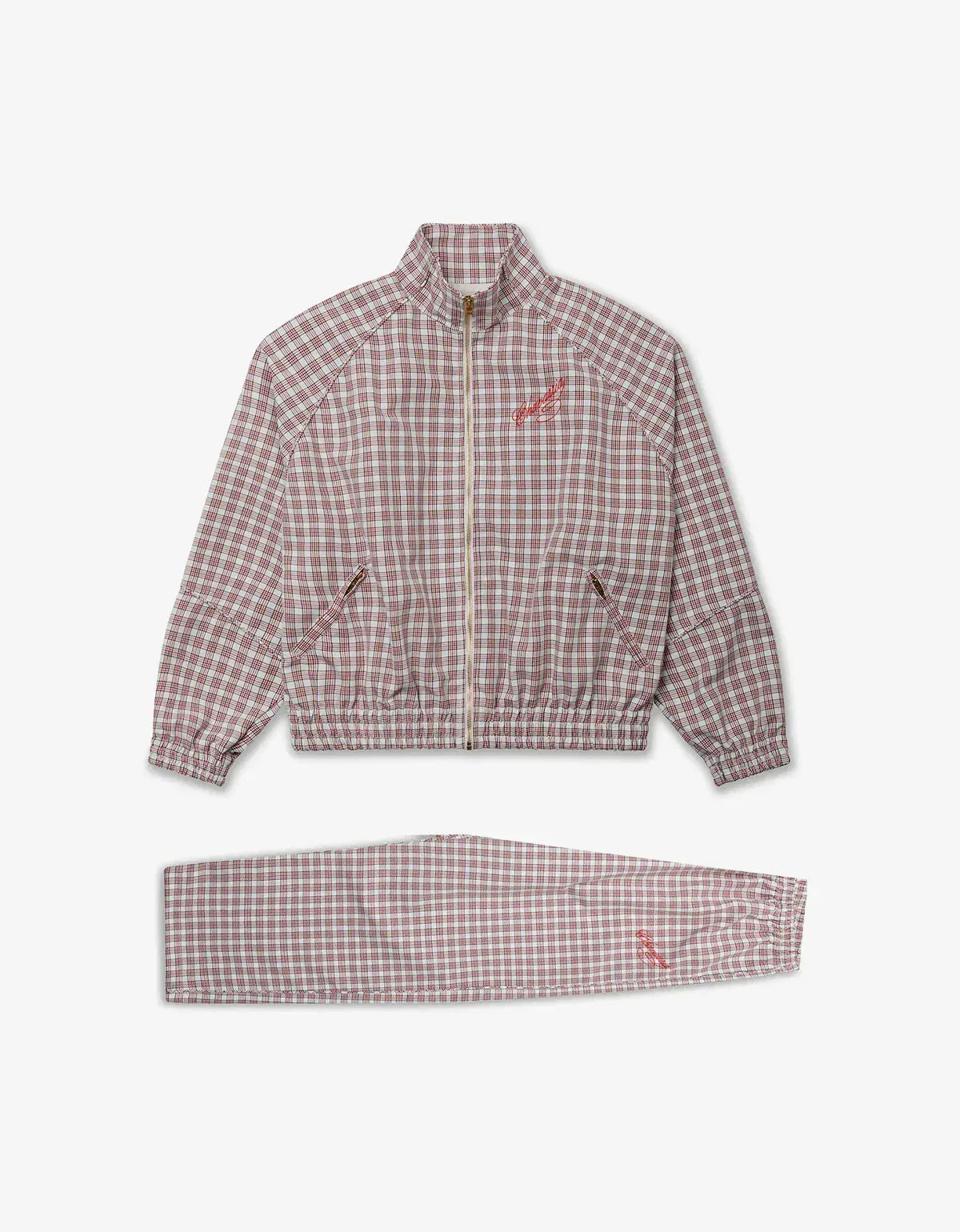Willy Chavarria Red Picnic Plaid Ruff Rider Track Jacket & Track Pant