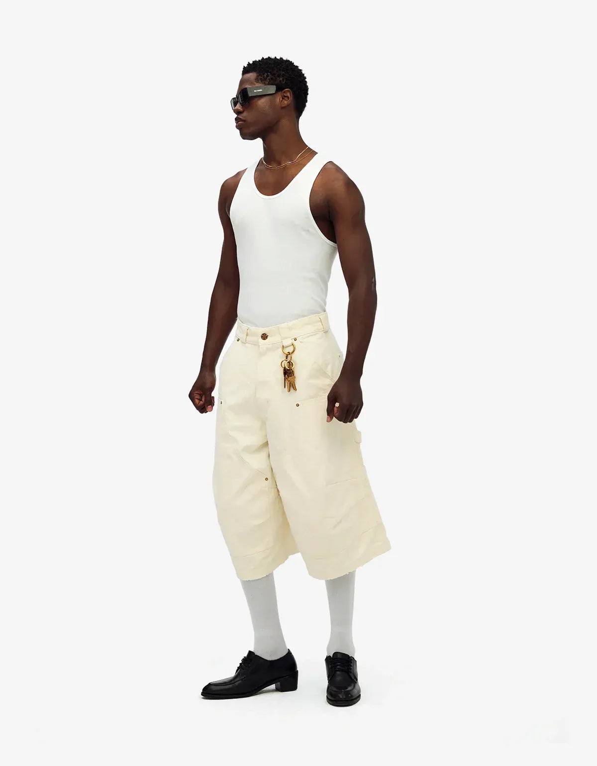 Willy Chavarria White Stockton Double Knee Short WCBTM0080 065