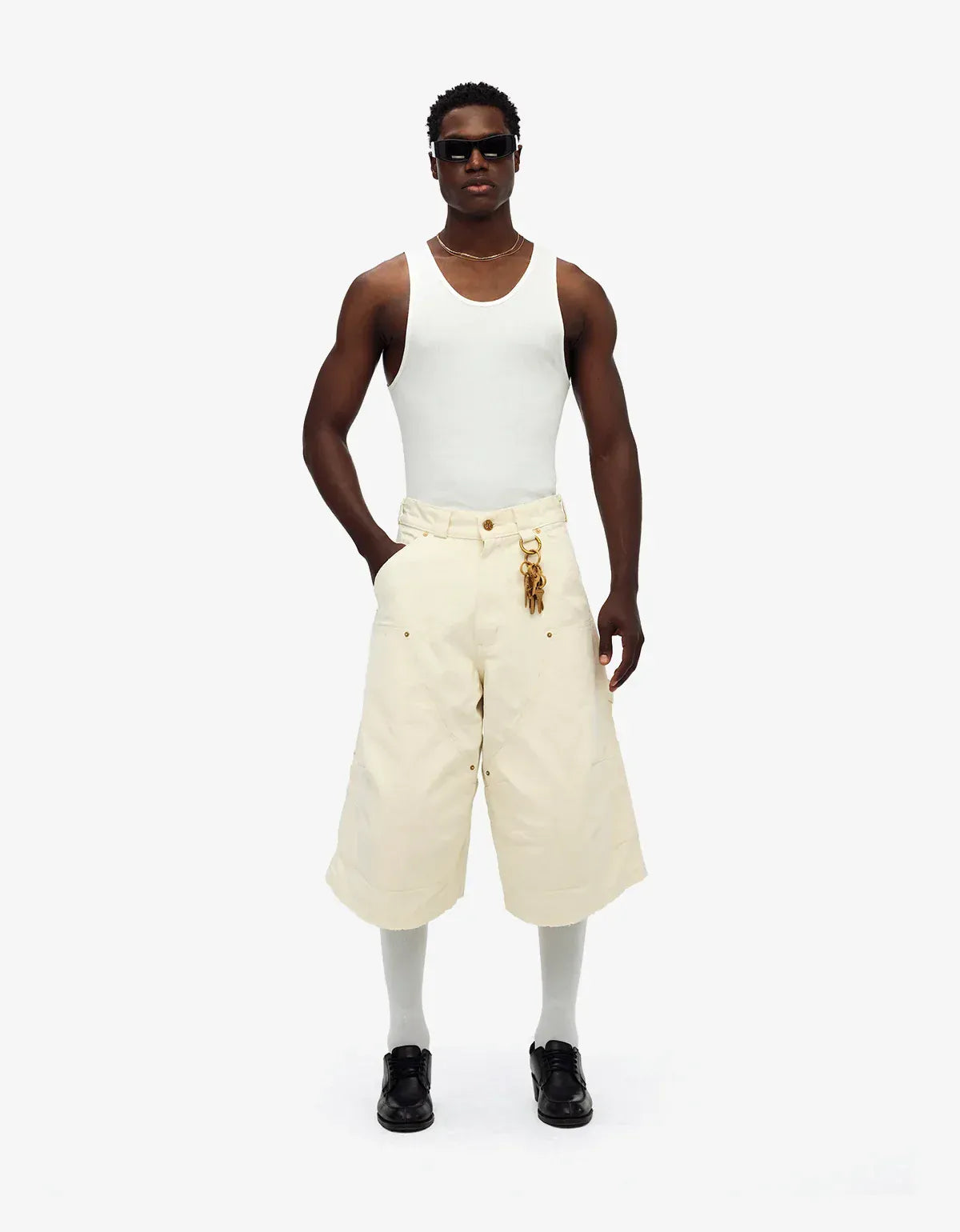 Willy Chavarria White Stockton Double Knee Short WCBTM0080 065