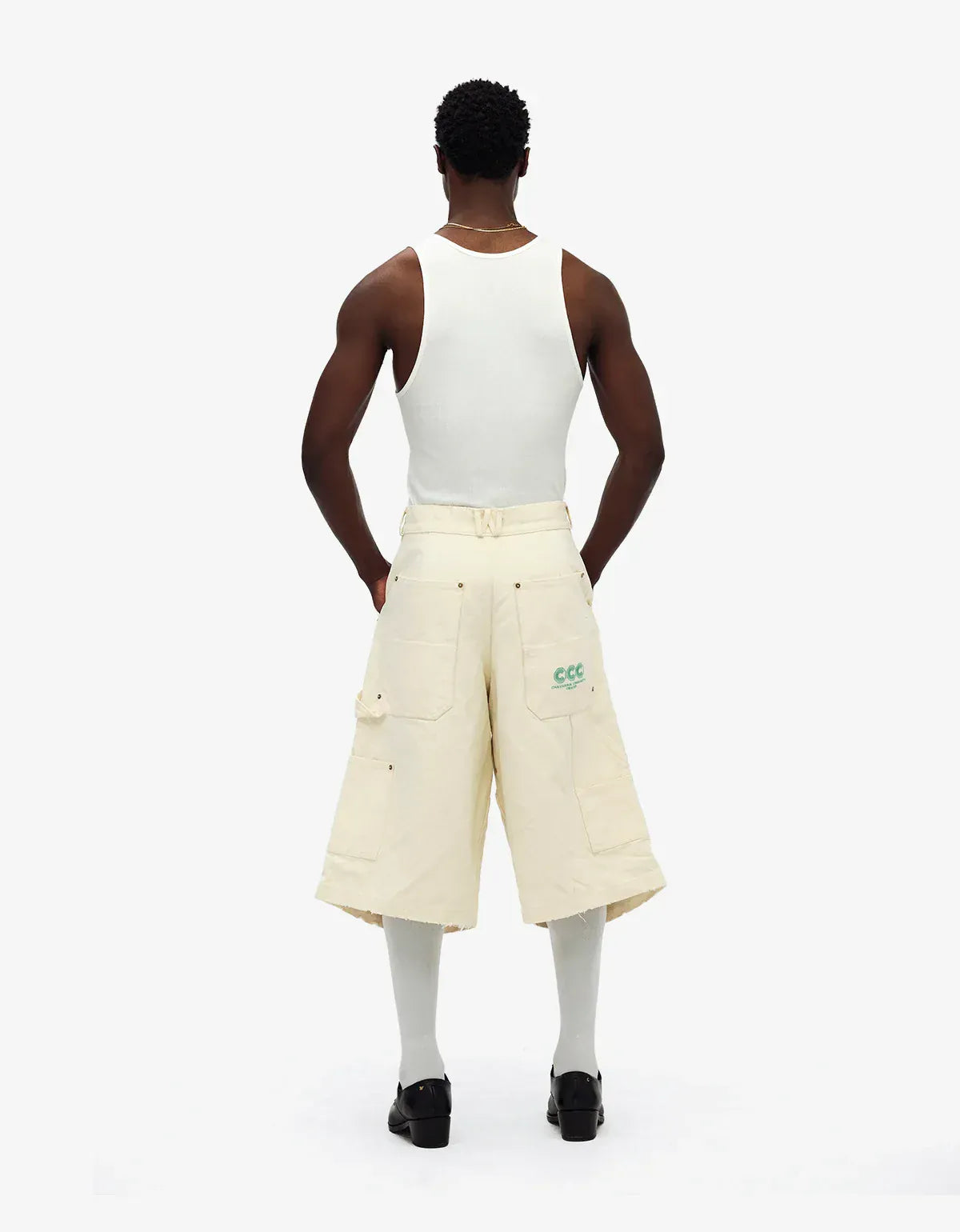 Willy Chavarria White Stockton Double Knee Short WCBTM0080 065