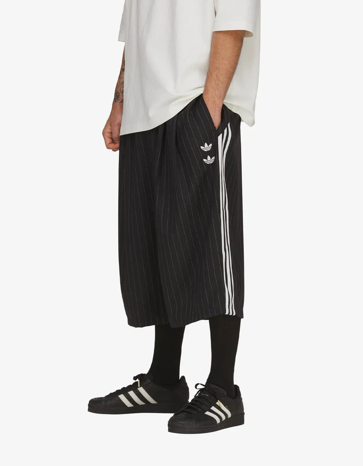 Willy Chavarria x Adidas Black Pinstripe Long Short KV2247