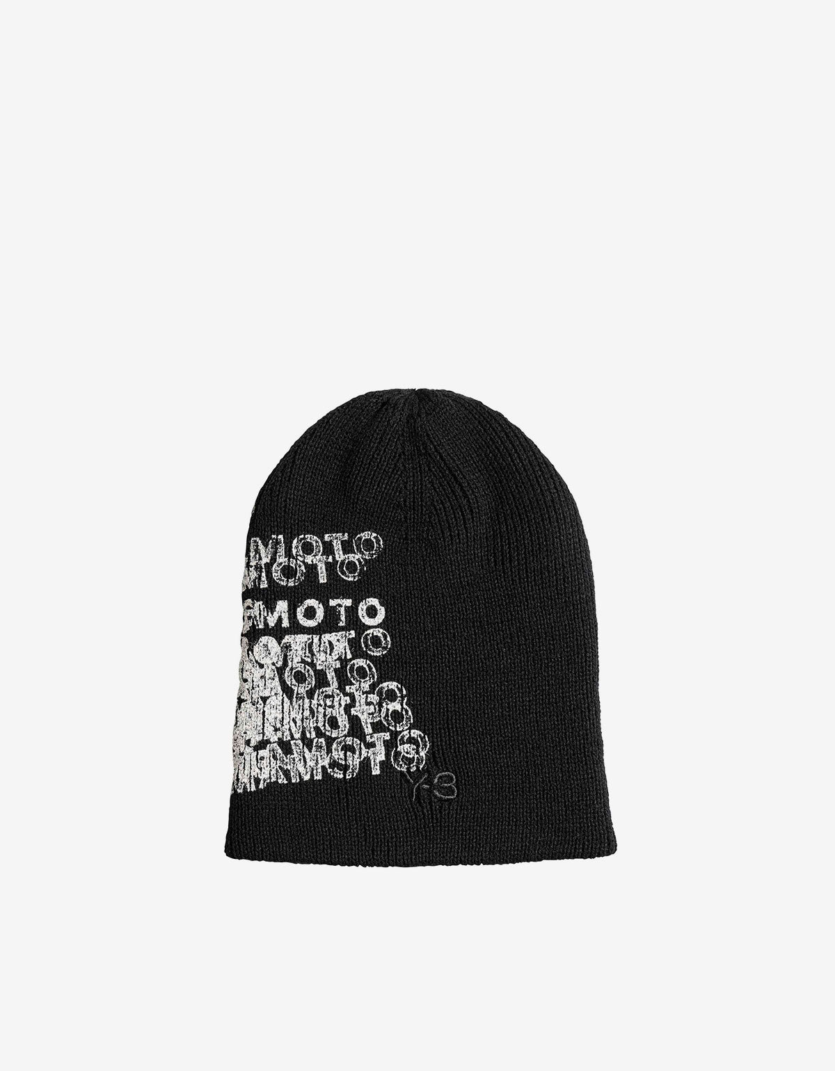 Y-3 Black Graphic Beanie Hat – mens designer fashion London – Zoo