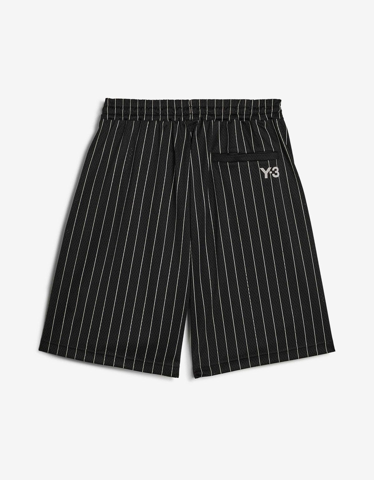 Y-3 Black Mesh Pinstripe Shorts KQ9829