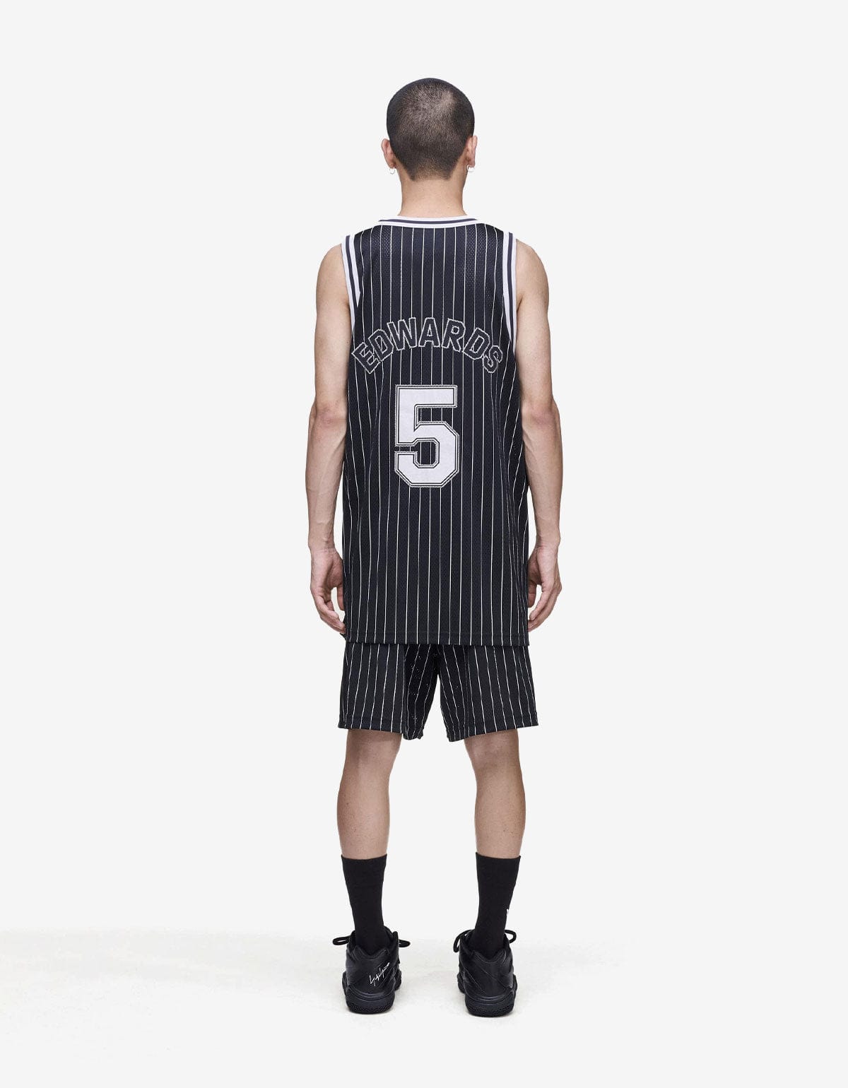 Y-3 Black Mesh Pinstripe Shorts KQ9829