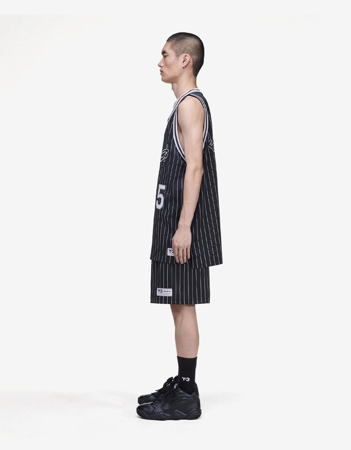 Y-3 Black Mesh Pinstripe Shorts KQ9829