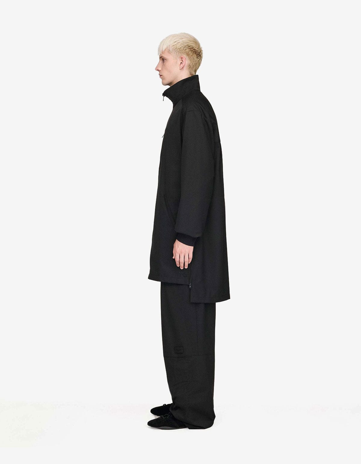 Y-3 Black Refined Wool Track Top 3-Stripes – mens designer fashion