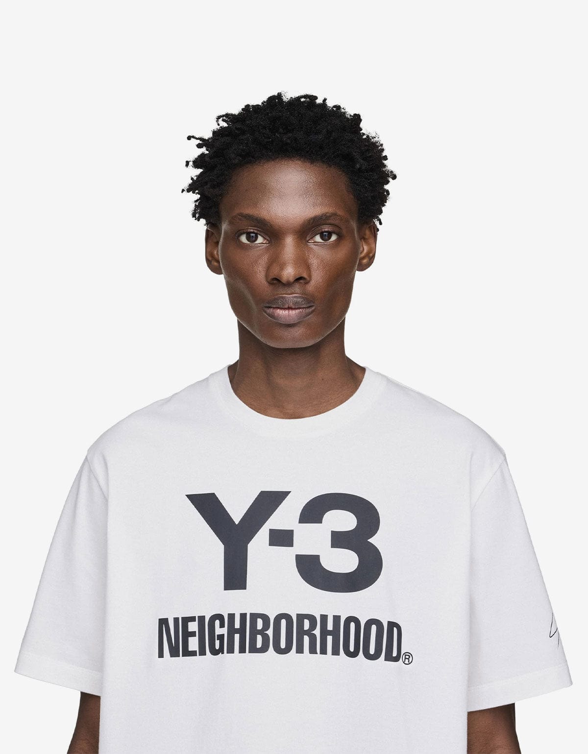 Y-3 Neighborhood White Logo T-Shirt – mens designer fashion London