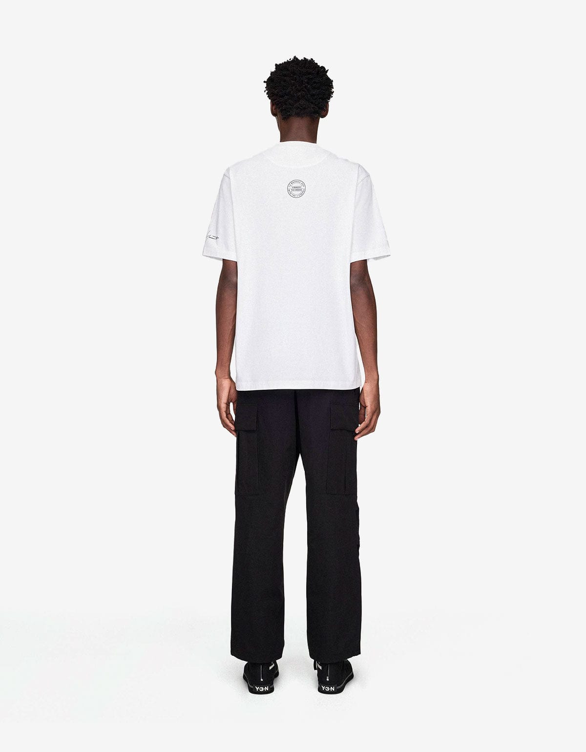 Y-3 Neighborhood White Logo T-Shirt – mens designer fashion London
